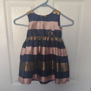 Striped Navy Rose Pink and Gold Kids Dress